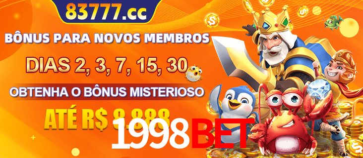 Anúncio dos benefícios para Membro VIP Sênior na plataforma 1998BET, incluindo bônus promocionais, semanais e mensais, ilustrado com o personagem Fortune Tiger.
