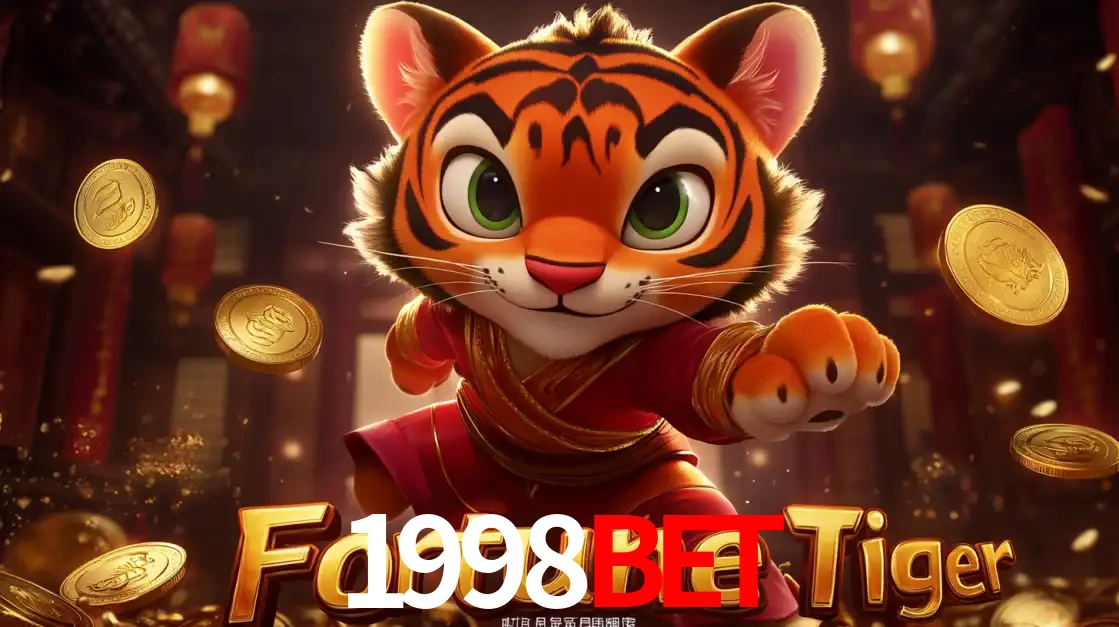 O carismático mascote do jogo de slot Fortune Tiger, um tigre fofo em pose de artes marciais, pronto para trazer sorte e multiplicadores de ganhos no cassino online 1998BET.